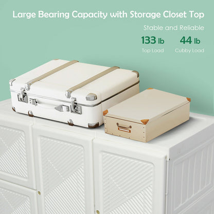 Clothes Foldable Armoire Wardrobe Closet with 12 Cubby Storage, White Clothing & Closet Storage   at Gallery Canada