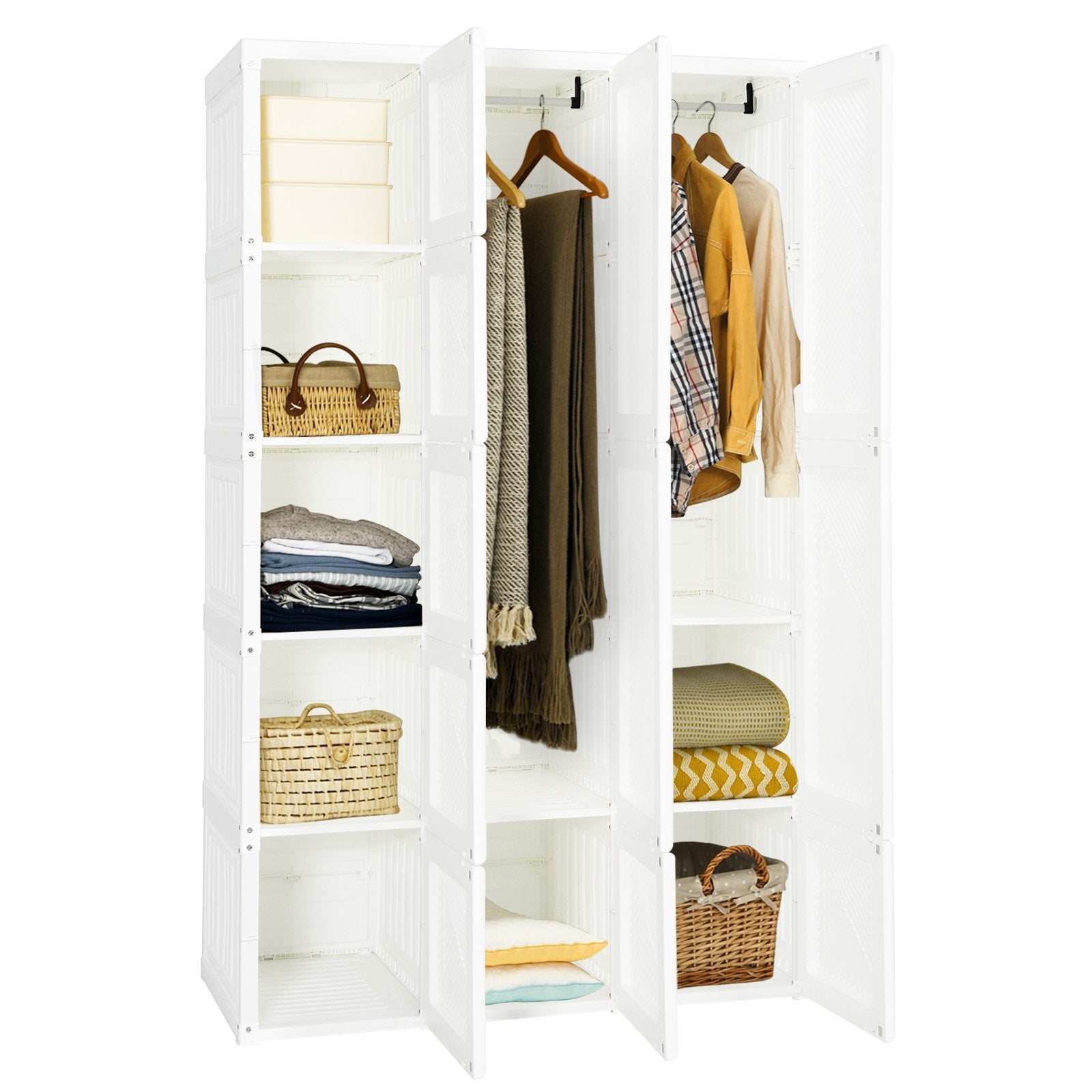 Foldable Armoire Wardrobe Closet with 10 Cubes, White Clothing & Closet Storage   at Gallery Canada