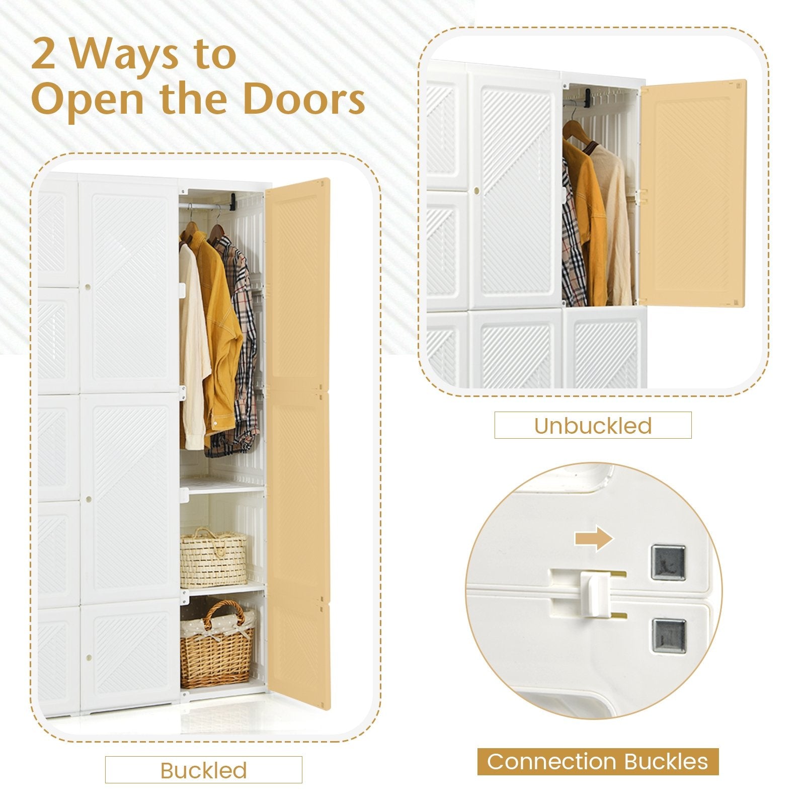 Foldable Armoire Wardrobe Closet with 10 Cubes, White Clothing & Closet Storage   at Gallery Canada