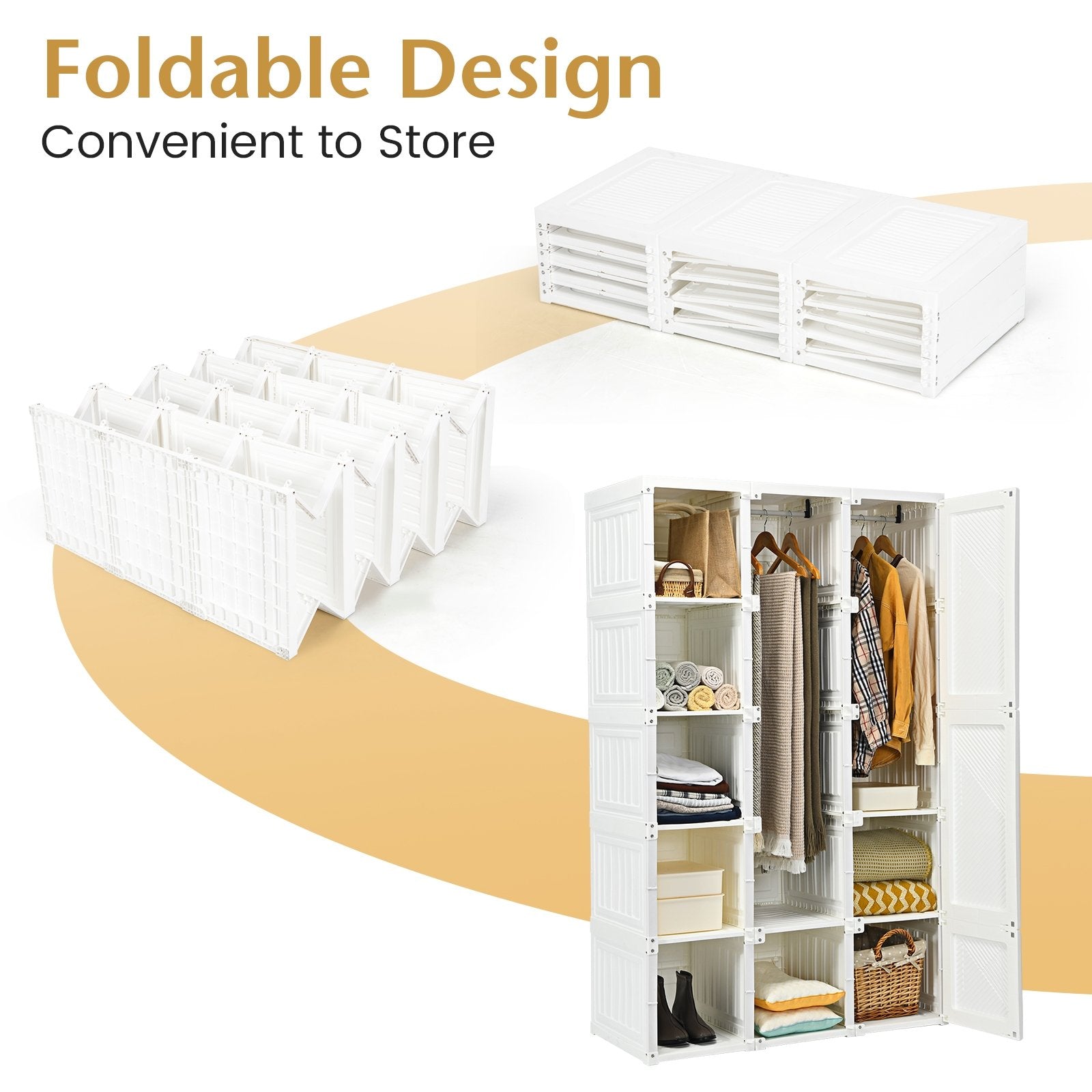 Foldable Armoire Wardrobe Closet with 10 Cubes, White Clothing & Closet Storage   at Gallery Canada