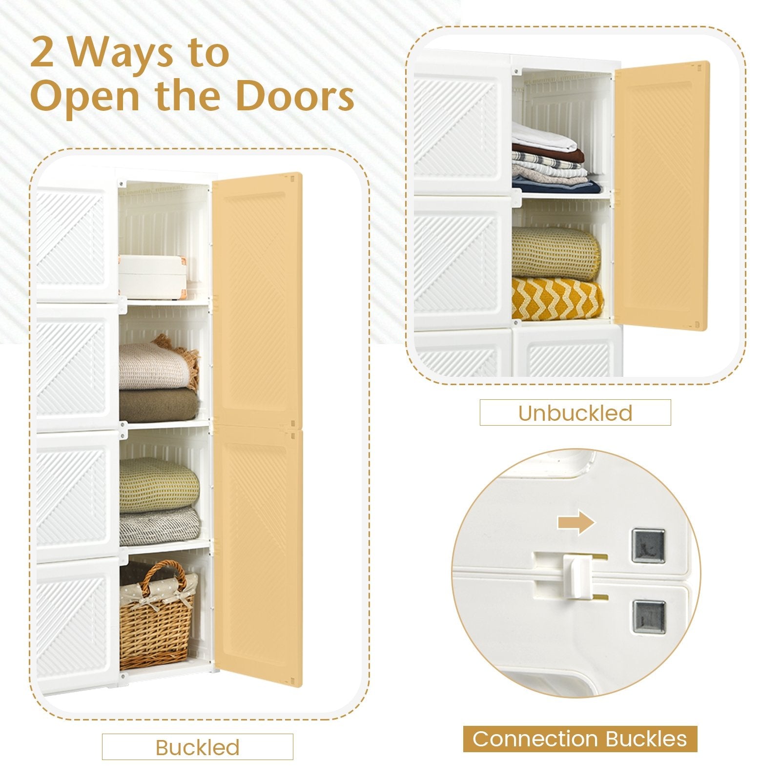 Foldable Armoire Wardrobe Closet with 8 Cubby Storage, White Clothing & Closet Storage   at Gallery Canada