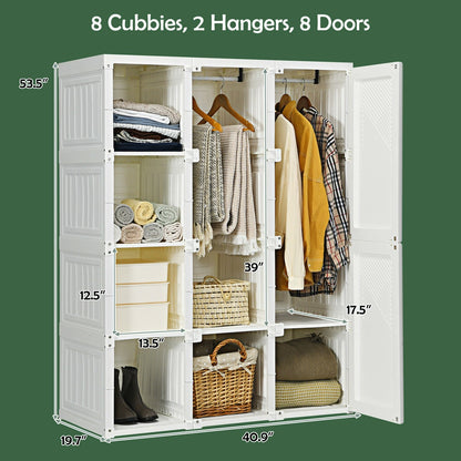 Foldable Closet Clothes Organizer with 8 Cubby Storage, White Clothing & Closet Storage   at Gallery Canada