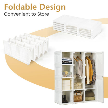 Foldable Closet Clothes Organizer with 8 Cubby Storage, White Clothing & Closet Storage   at Gallery Canada