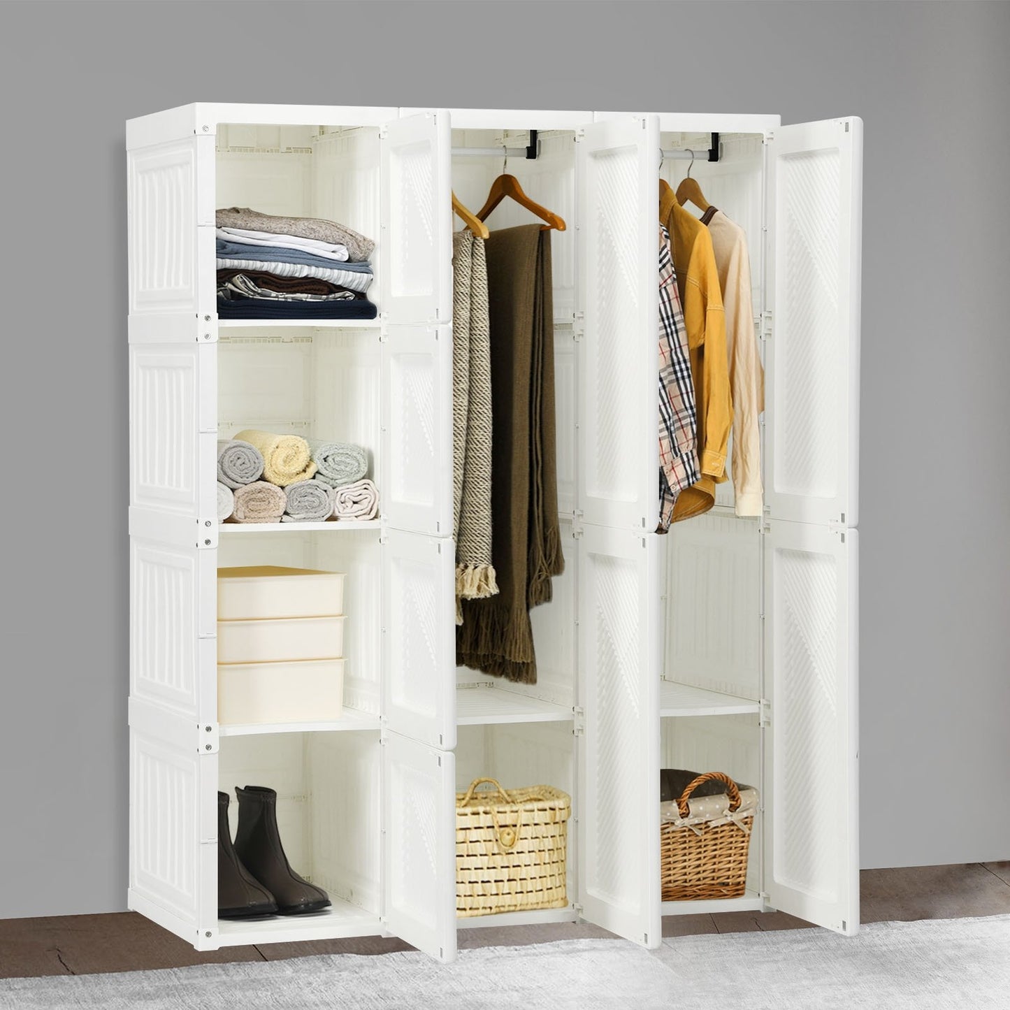 Foldable Closet Clothes Organizer with 8 Cubby Storage, White Clothing & Closet Storage   at Gallery Canada