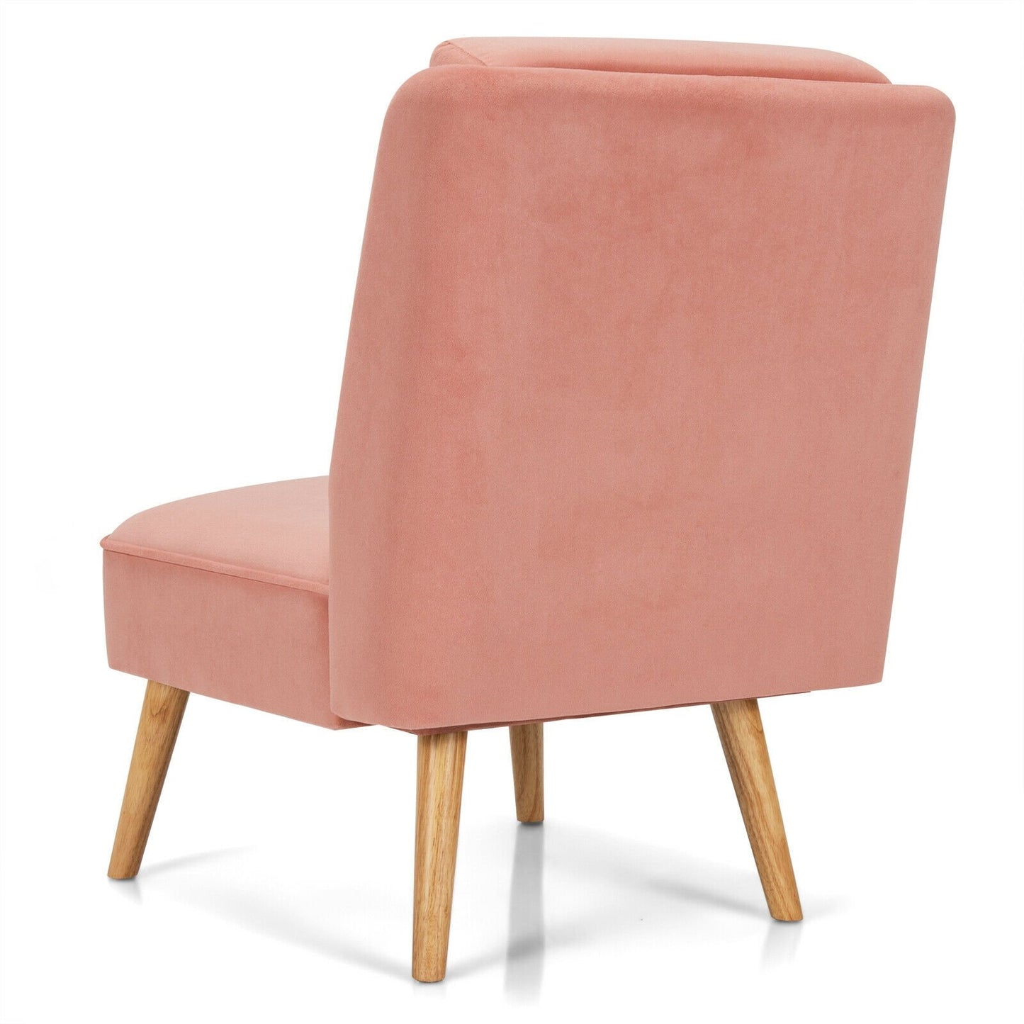 Velvet Accent Armless Side Chair with Rubber Wood Legs for Bedroom, Pink Accent Chairs   at Gallery Canada