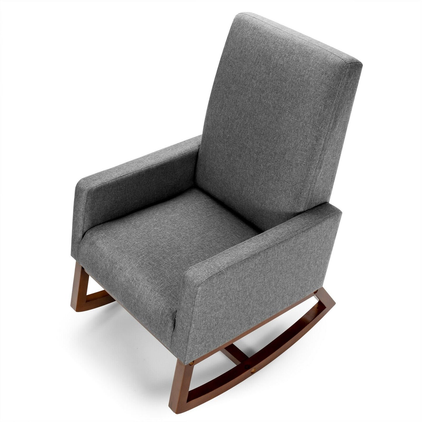 Rocking High Back Upholstered Lounge Armchair with Side Pocket, Gray Accent Chairs   at Gallery Canada