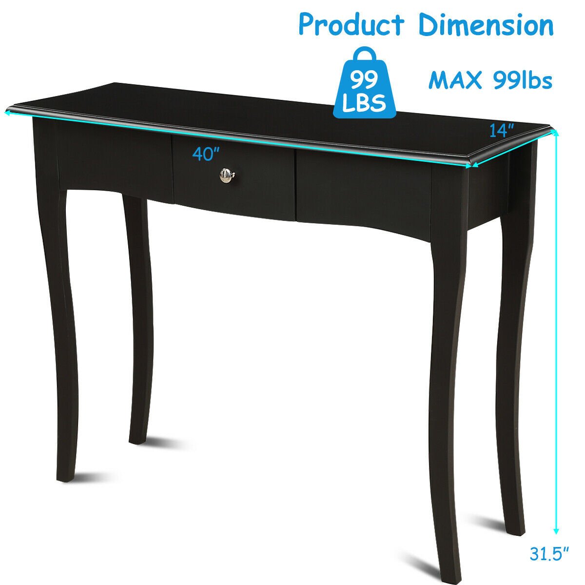 Modern Multifunctional Console Table with Storage Drawer, Black Console Tables   at Gallery Canada