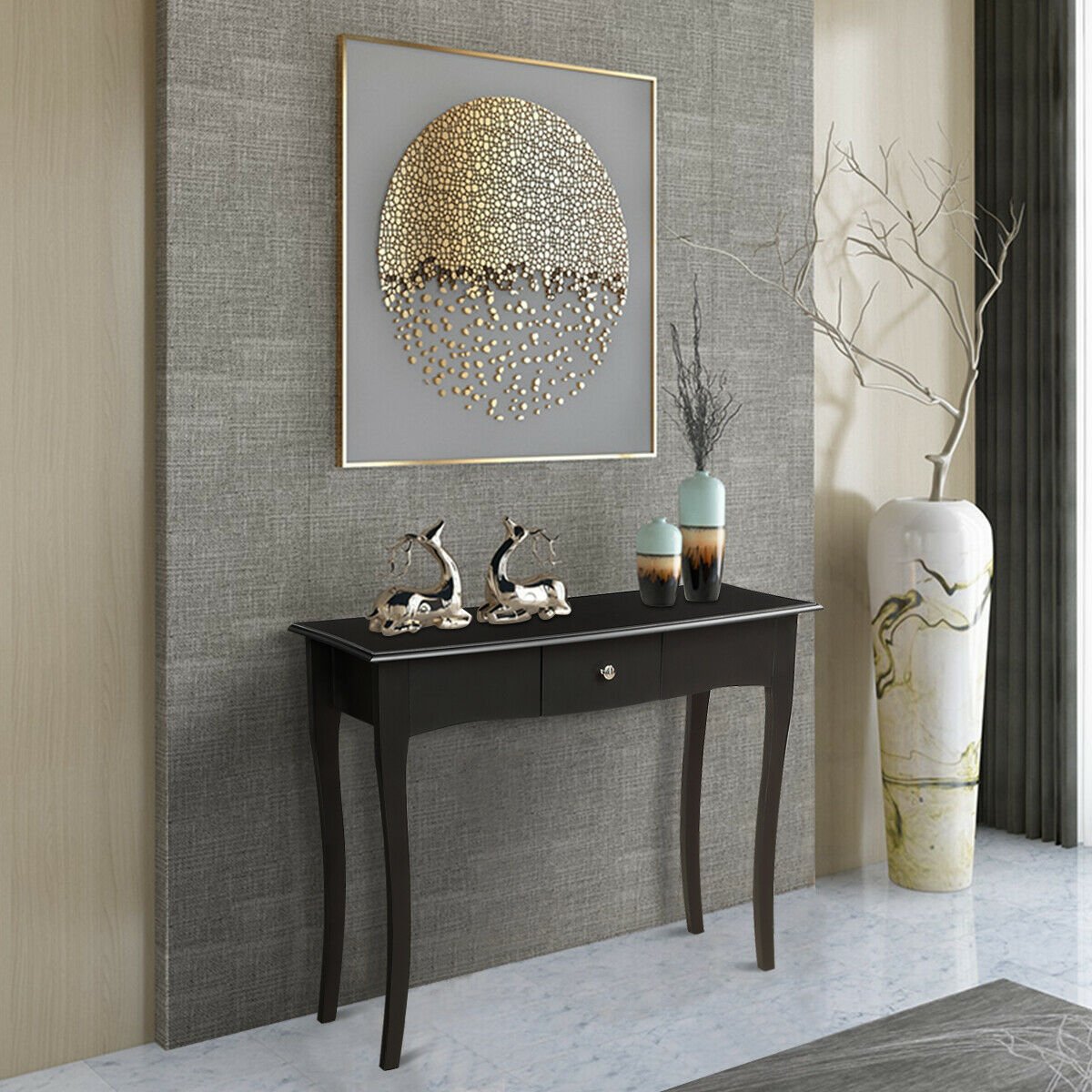 Modern Multifunctional Console Table with Storage Drawer, Black Console Tables   at Gallery Canada