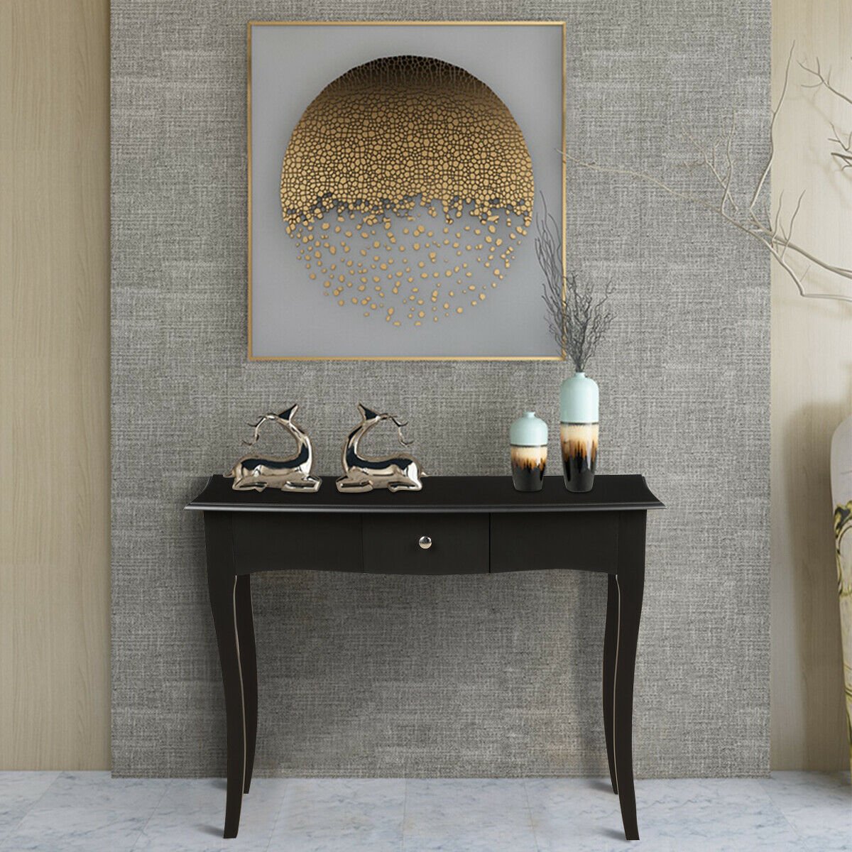 Modern Multifunctional Console Table with Storage Drawer, Black Console Tables   at Gallery Canada