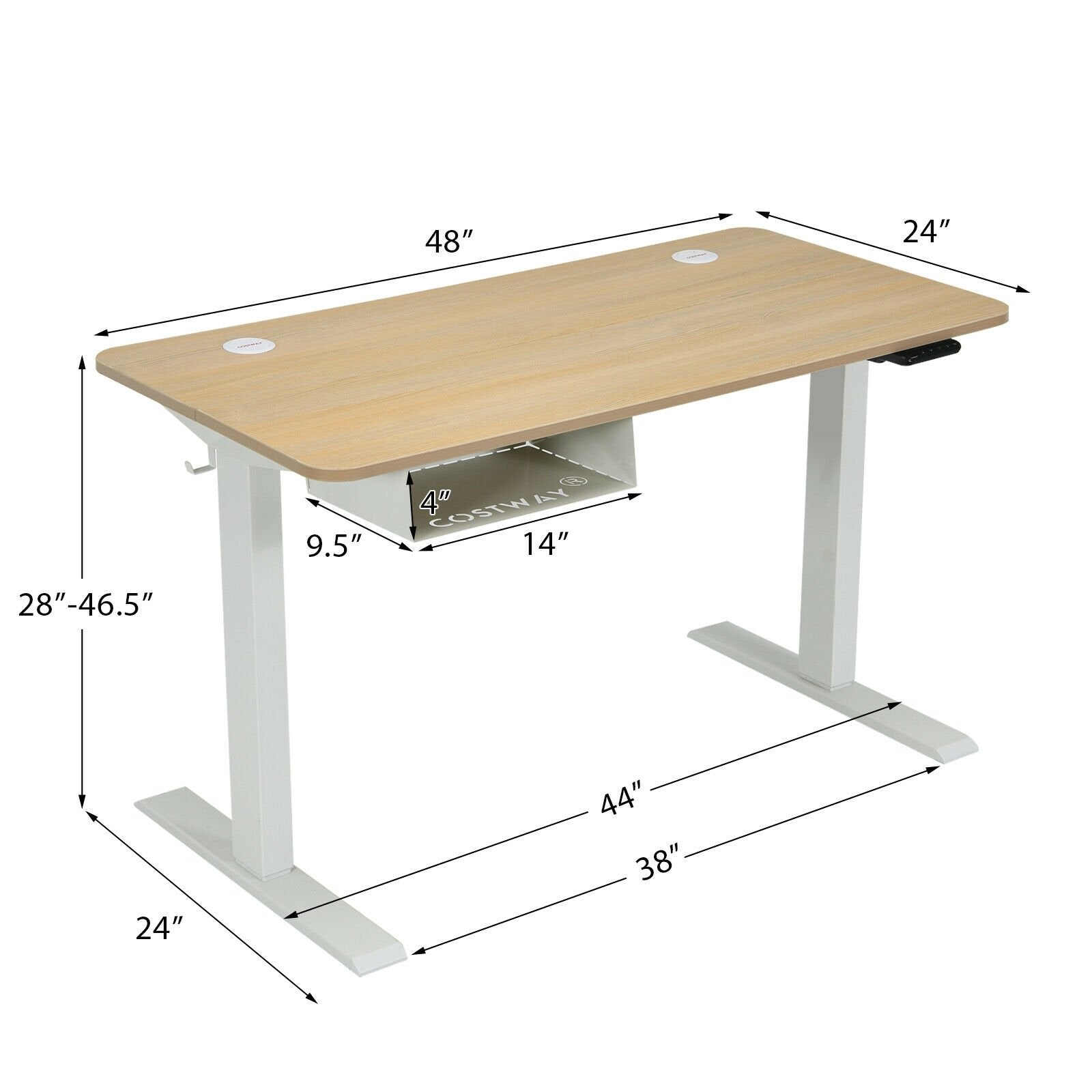 48 Inches Electric Standing Adjustable Desk with Control Panel and USB Port, Beige Standing Desks   at Gallery Canada