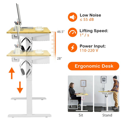 48-Inch Electric Standing Adjustable Desk with Control Panel and USB Port, Natural Standing Desks   at Gallery Canada