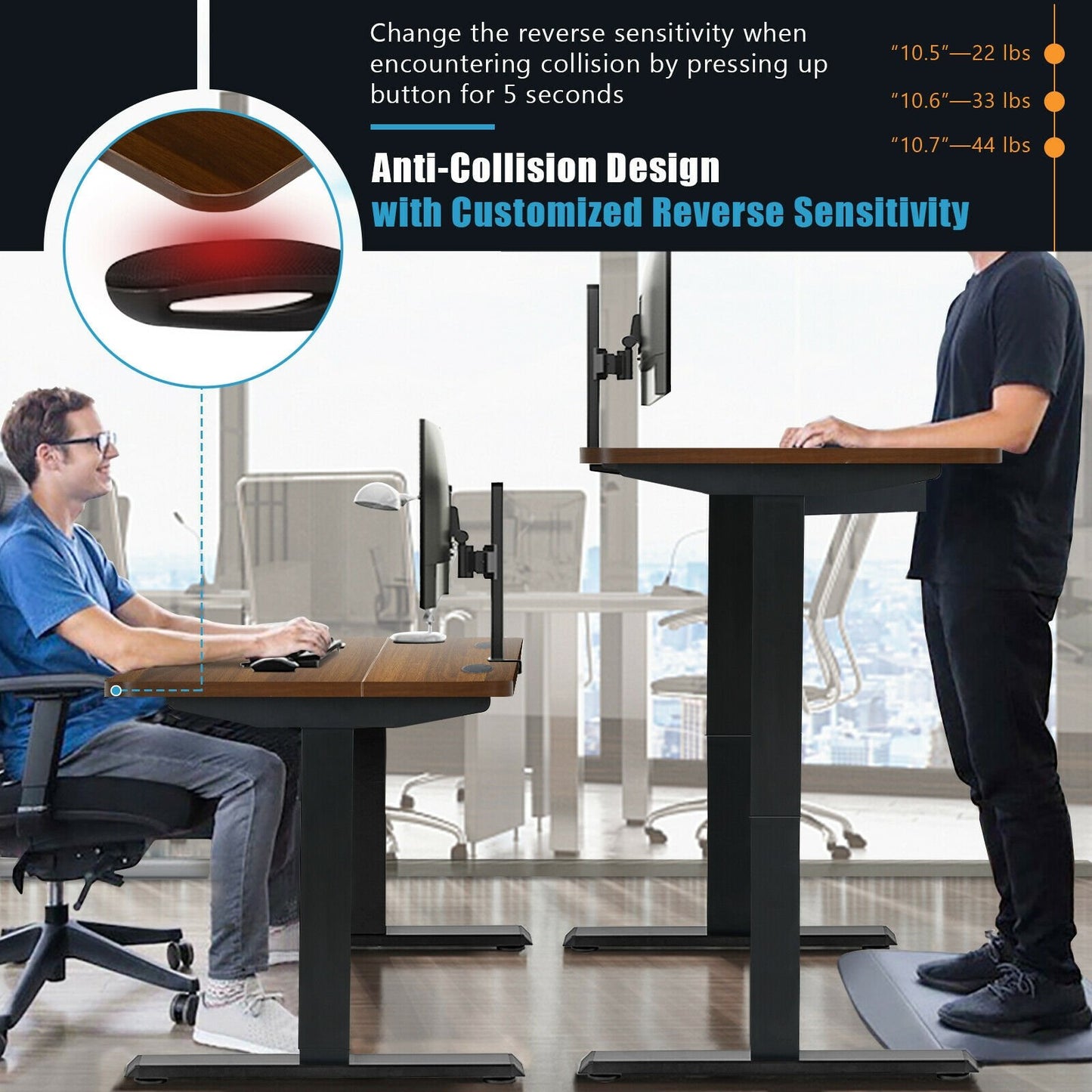 48-inch Electric Height Adjustable Standing Desk with Control Panel, Walnut Standing Desks   at Gallery Canada