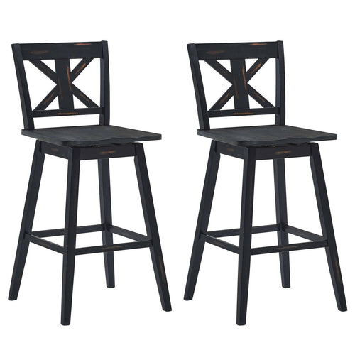 Set of 2 360-Degree Swivel Bar Stools for Home Restaurant, Black