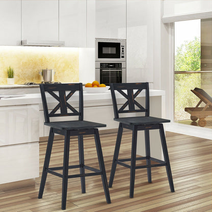 Set of 2 360-Degree Swivel Bar Stools for Home Restaurant, Black Bar Stools   at Gallery Canada