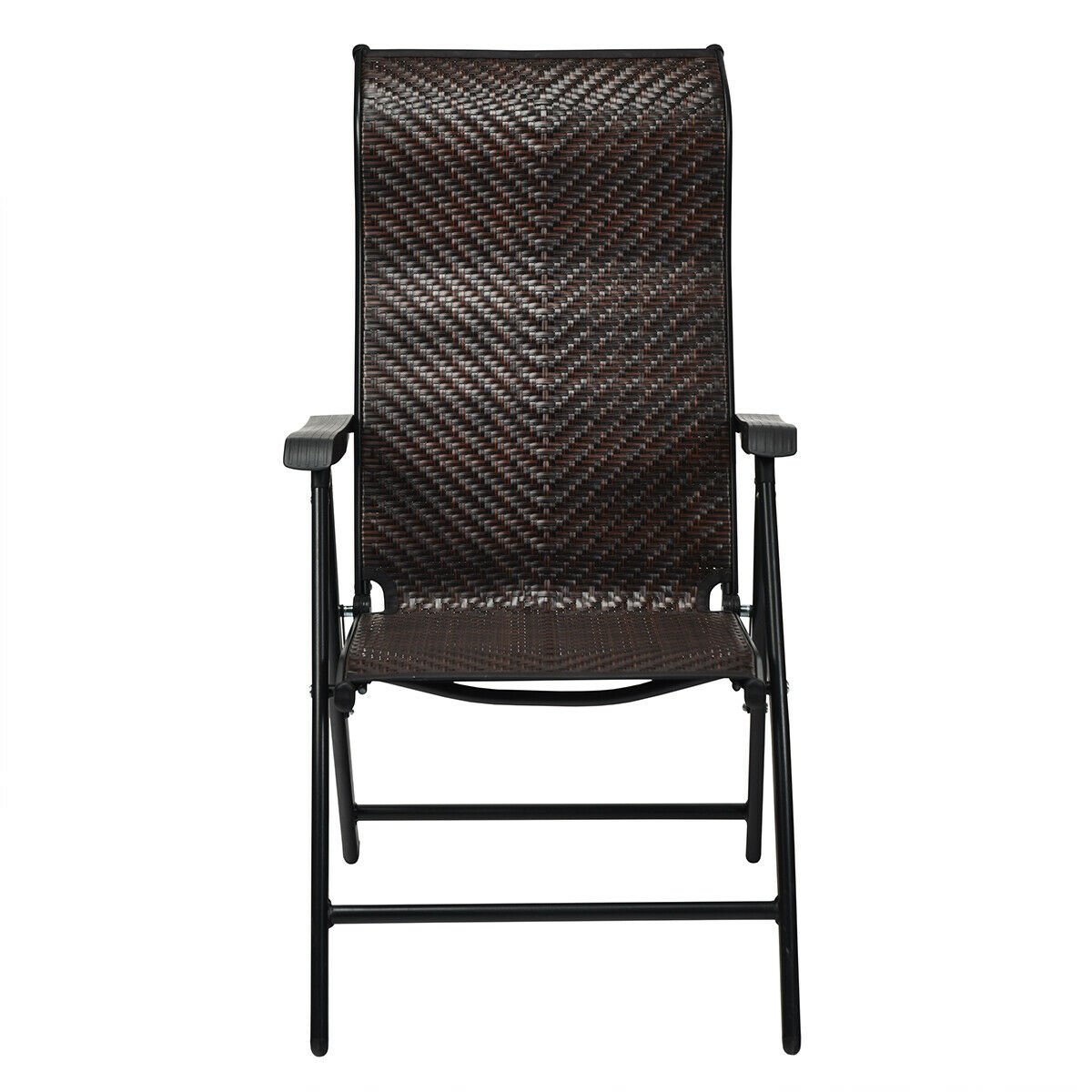 Patio Rattan Folding Chair with Armrest, Brown - Gallery Canada