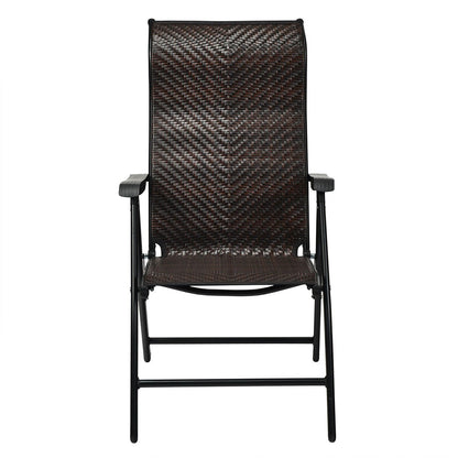 Patio Rattan Folding Chair with Armrest, Brown Patio Dining Chairs   at Gallery Canada