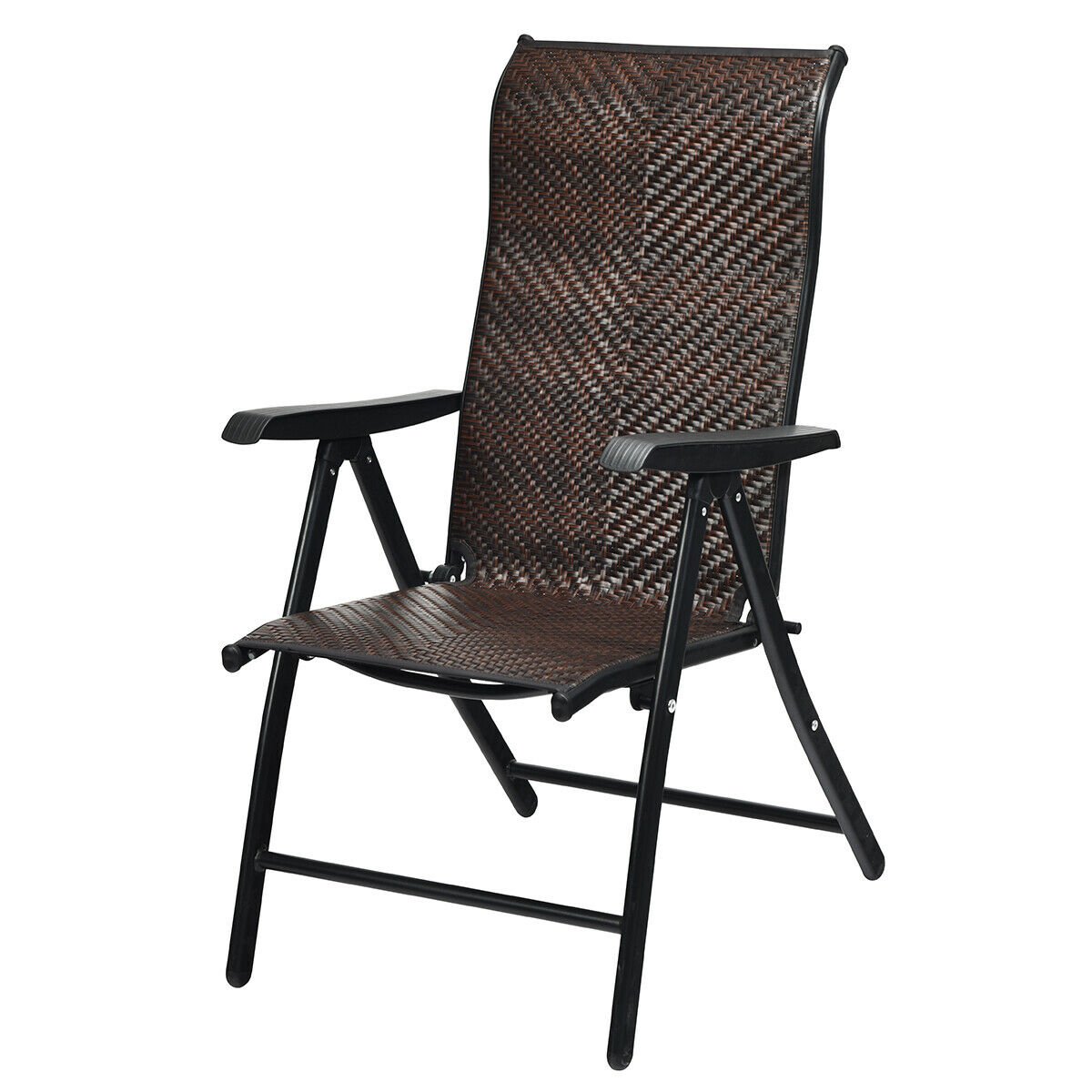 Patio Rattan Folding Chair with Armrest, Brown - Gallery Canada