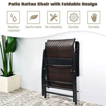 Patio Rattan Folding Chair with Armrest, Brown - Gallery Canada