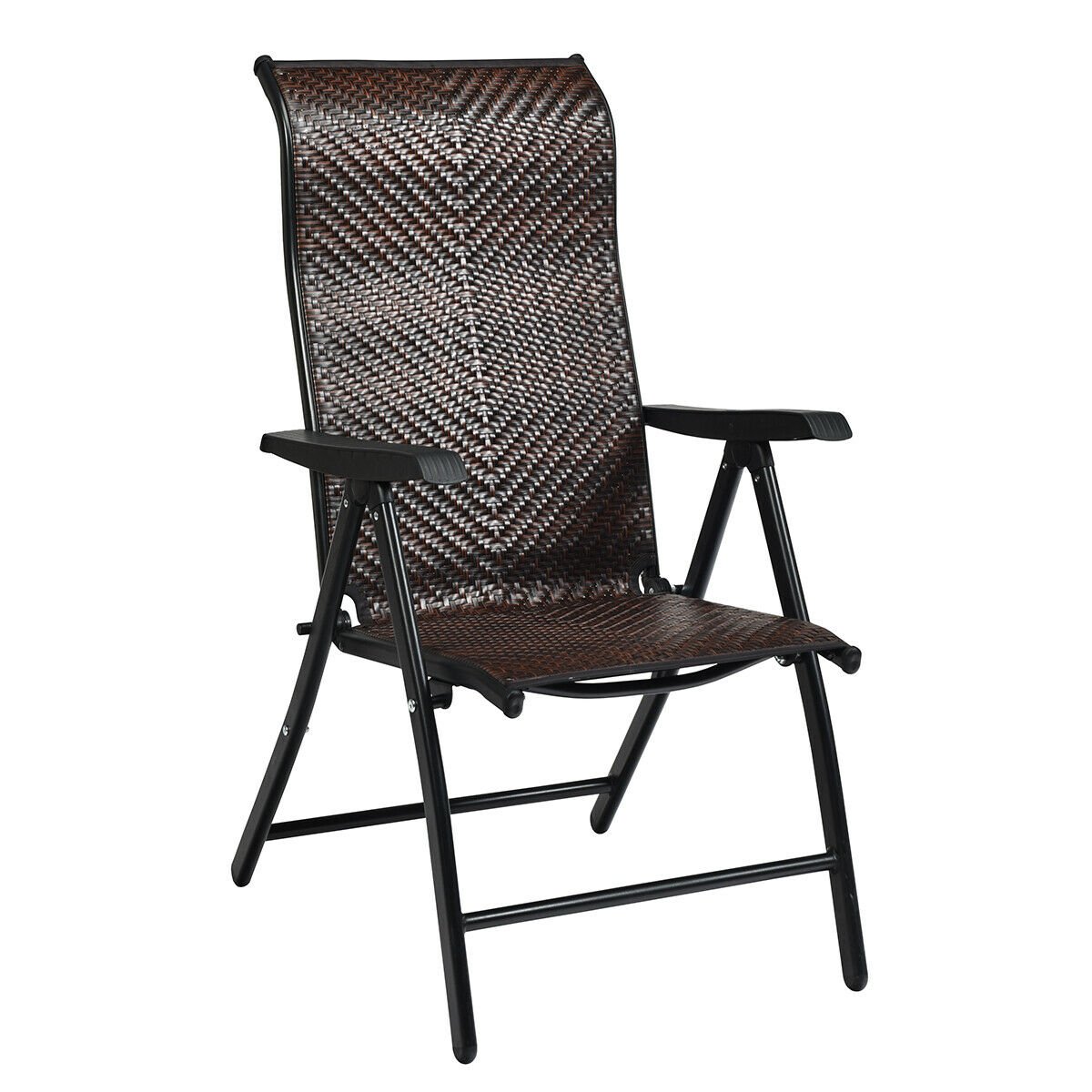 Patio Rattan Folding Chair with Armrest, Brown - Gallery Canada