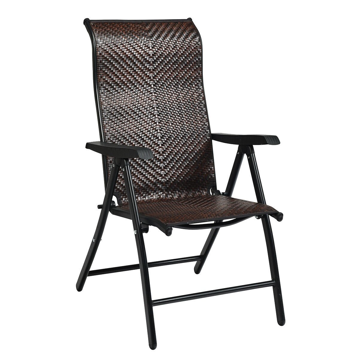 Patio Rattan Folding Chair with Armrest, Brown Patio Dining Chairs   at Gallery Canada