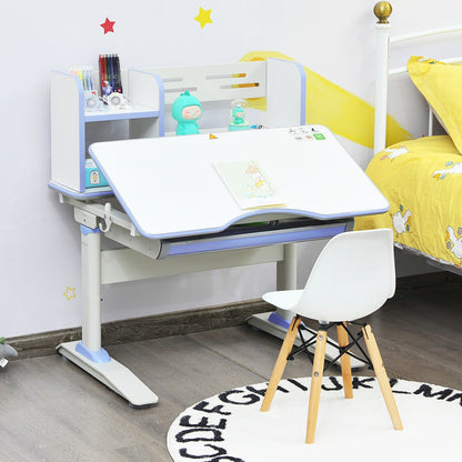 Kids Multifunctional Writing Desk with Tilt Desktop and Book Shelf, Blue - Gallery Canada
