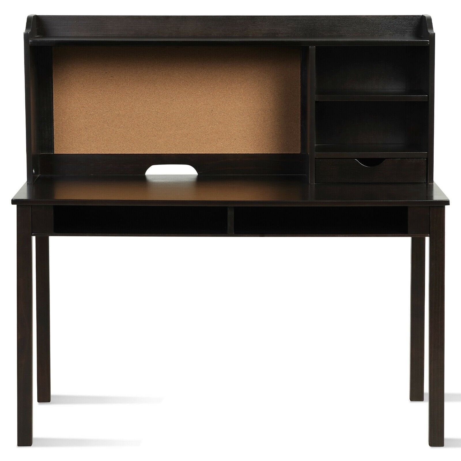 Kids Desk and Chair Set Study Writing Desk with Hutch and Bookshelves, Brown - Gallery Canada