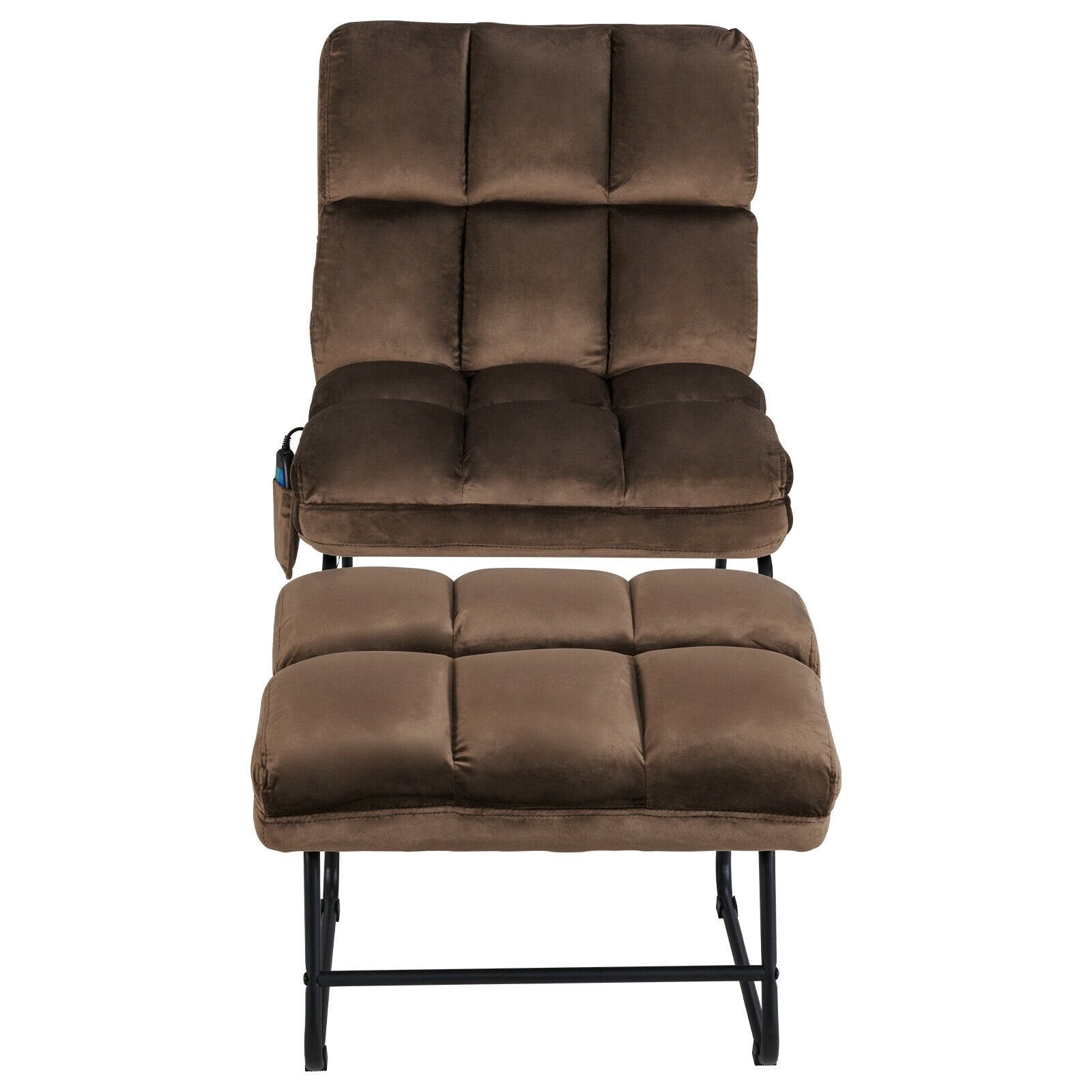 Massage Chair Velvet Accent Sofa Chair with Ottoman and Remote Control, Brown Recliners   at Gallery Canada