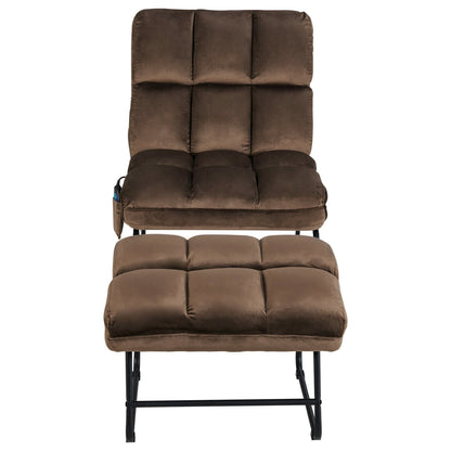 Massage Chair Velvet Accent Sofa Chair with Ottoman and Remote Control, Brown Recliners   at Gallery Canada