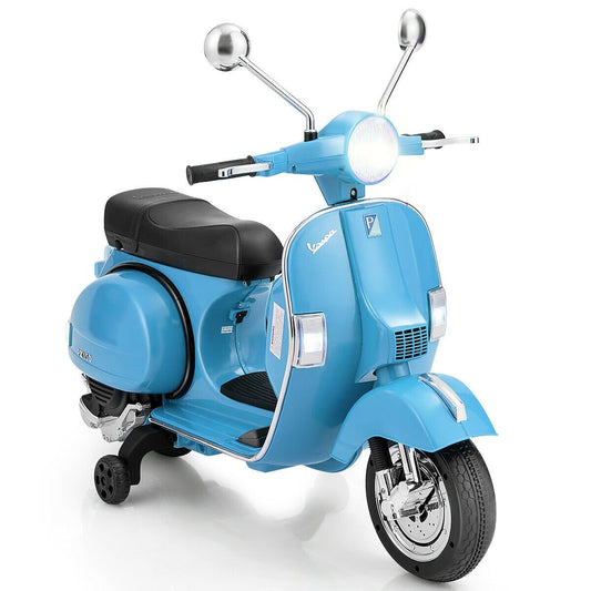 6V Kids Ride on Vespa Scooter Motorcycle with Headlight, Blue - Gallery Canada