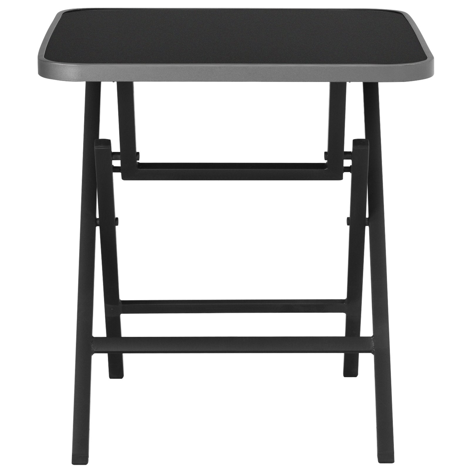 Patio Folding Square Dining Table with Aluminum Frame and Tempered Glass top, Black Patio Dining Tables   at Gallery Canada