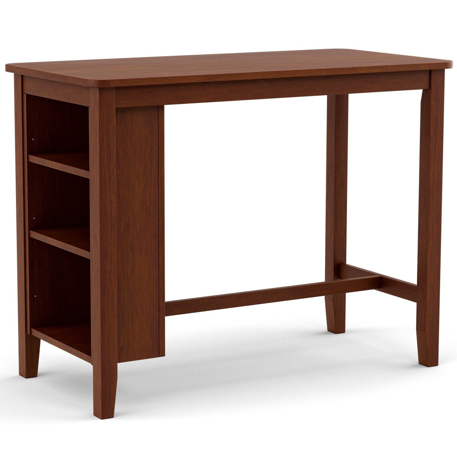 Counter Height Bar Table with 3-Tier Storage Shelves for Home Restaurant, Walnut Dining Tables   at Gallery Canada