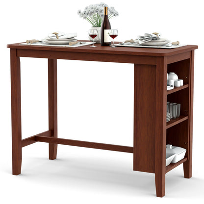 Counter Height Bar Table with 3-Tier Storage Shelves for Home Restaurant, Walnut Dining Tables   at Gallery Canada