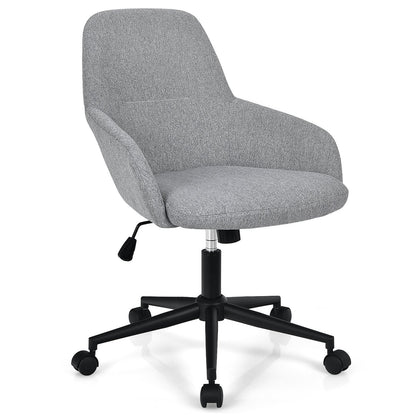 Linen Accent Adjustable Rolling Swivel Home Office Chair with Armrest, Gray Leisure Chairs   at Gallery Canada