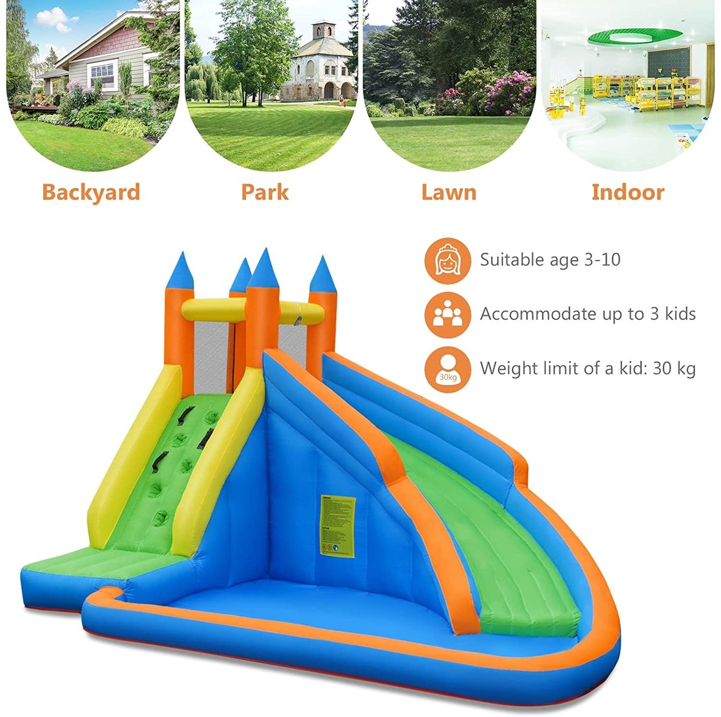 Kids Inflatable Water Slide Bouncing House with Carrying Bag and 480W Blower Bounce House   at Gallery Canada