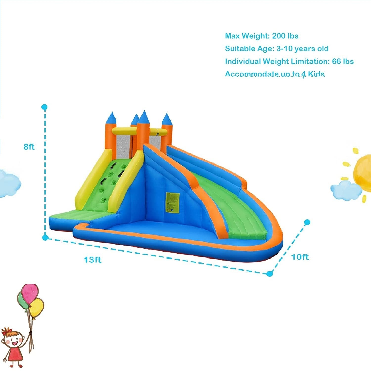 Kids Inflatable Water Slide Bouncing House with Carrying Bag and 480W Blower Bounce House   at Gallery Canada