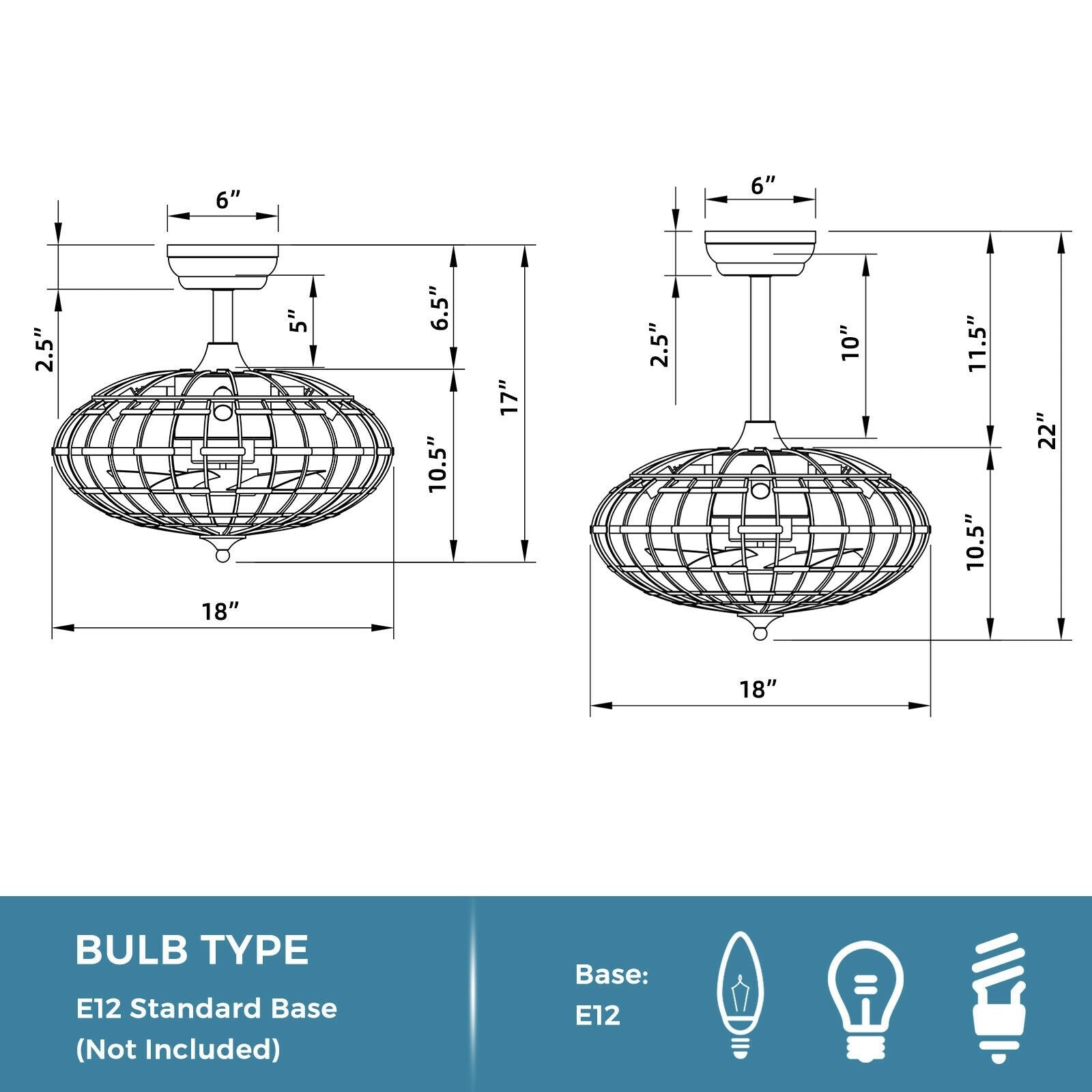 5 Blades Enclosed Ceiling Fan with Light and Remote Control, Black Ceiling Fans   at Gallery Canada