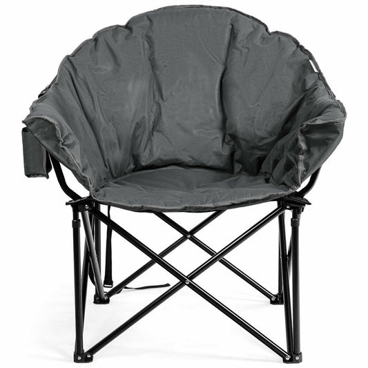 Folding Camping Moon Padded Chair with Carrying Bag, Gray - Gallery Canada