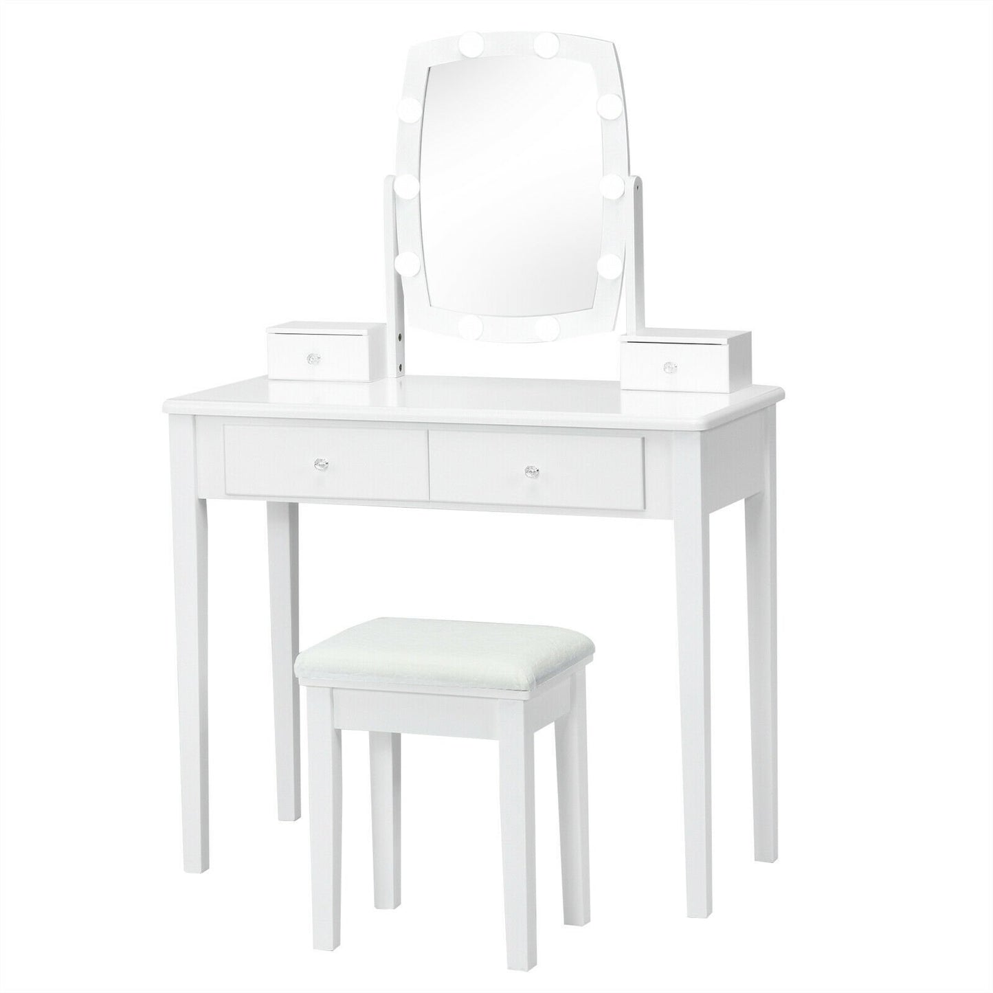 Vanity Table Set with Lighted Mirror for Bedroom and Dressing Room, White Makeup Vanities   at Gallery Canada