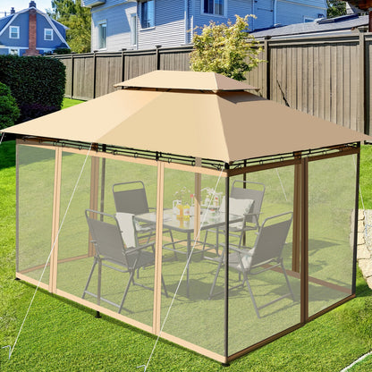 10 Feet x 13 Feet Tent Canopy Shelter with Removable Netting Sidewall, Tan Gazebos   at Gallery Canada