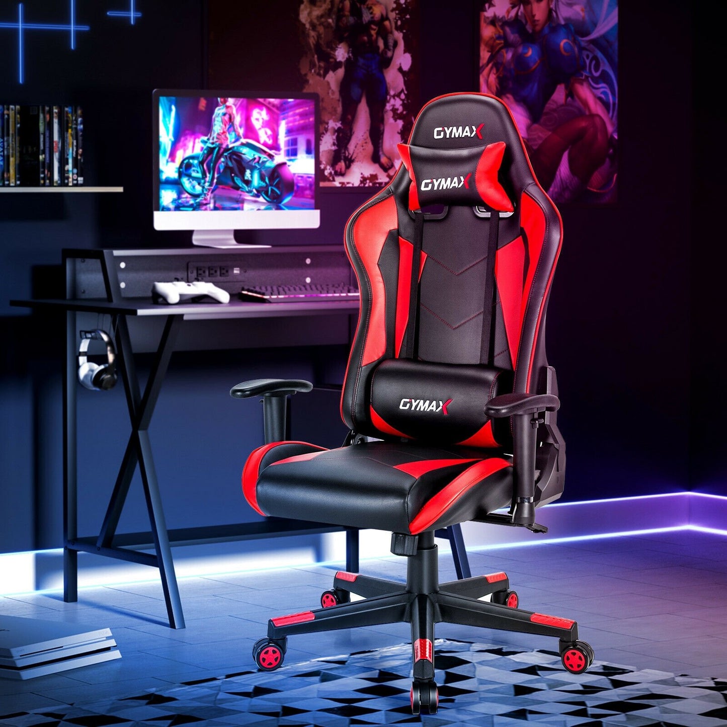 Gaming Chair Adjustable Swivel Racing Style Computer Office Chair, Red - Gallery Canada