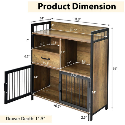 Buffet Server Sideboard Kitchen Storage Cabinet with Drawer and Steel Doors, Rustic Brown Sideboards Cabinets & Buffets   at Gallery Canada