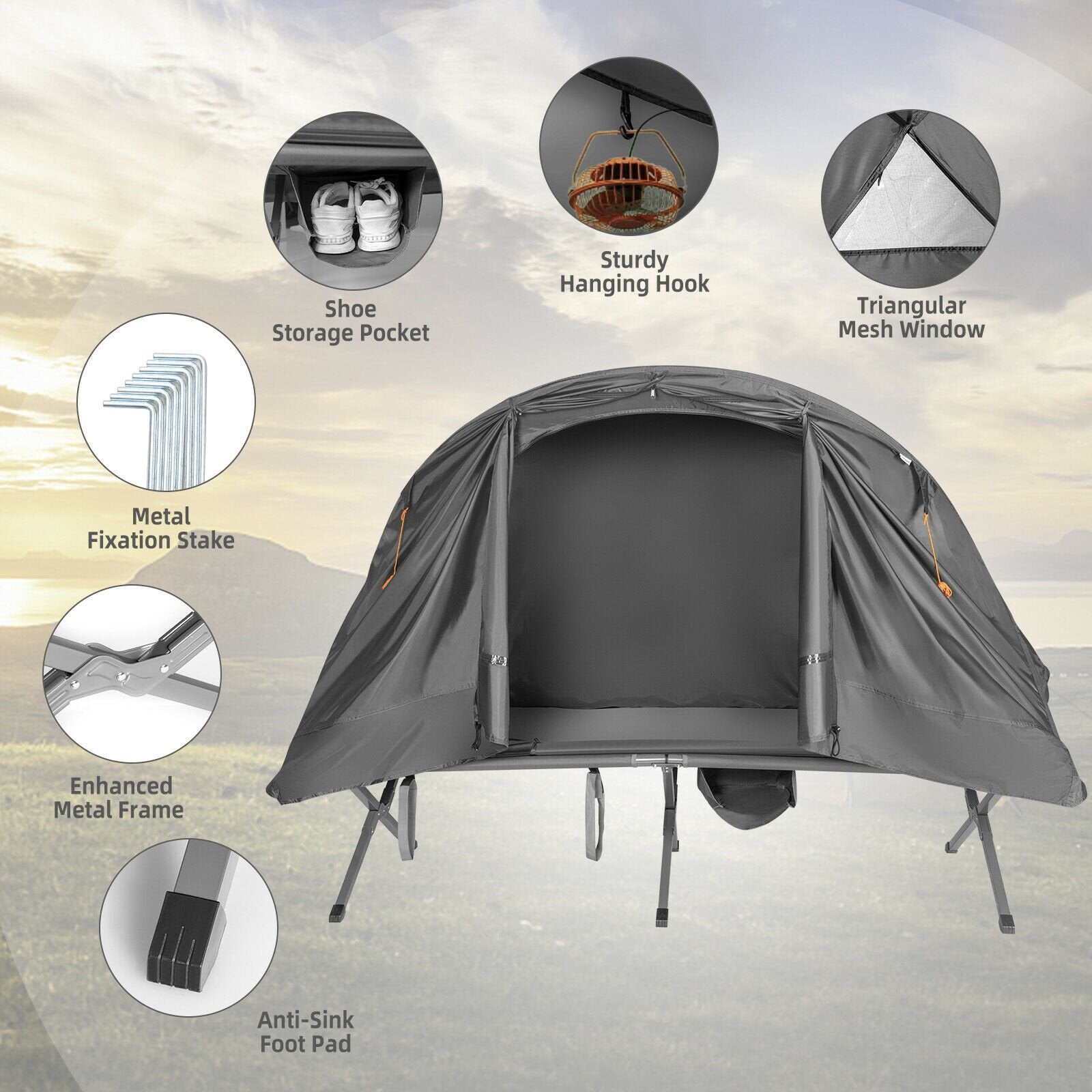 2-Person Outdoor Camping Tent with External Cover, Gray Tents   at Gallery Canada