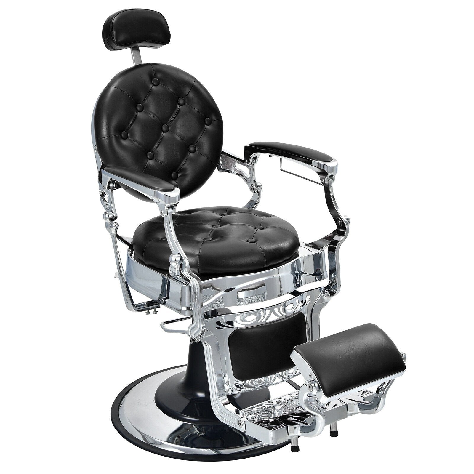 Vintage Barber Chair with Adjustable Height and Headrest, Black Spa & Salon   at Gallery Canada