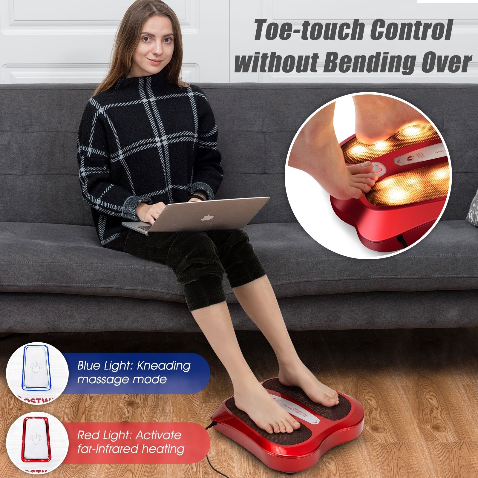 Shiatsu Heated Electric Kneading Foot and Back Massager, Red Foot Massager   at Gallery Canada