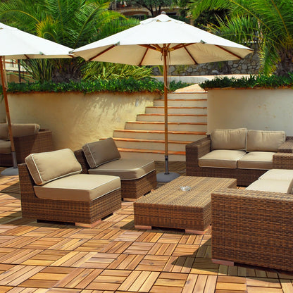 27 Pieces Acacia Wood Interlocking Patio Deck Tile, Natural Decorative Fencing & Flooring   at Gallery Canada