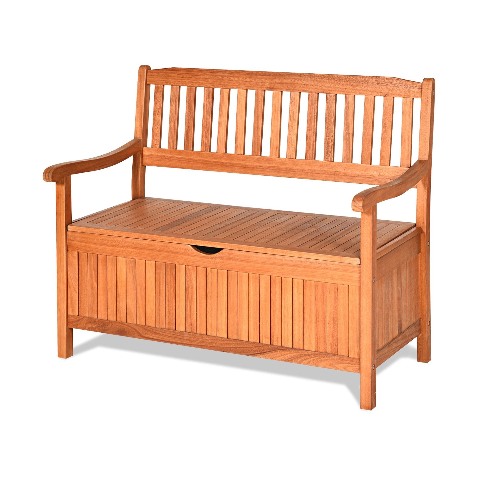 33 Gallon Wooden Storage Bench with Liner for Patio Garden Porch, Natural Ottomans   at Gallery Canada