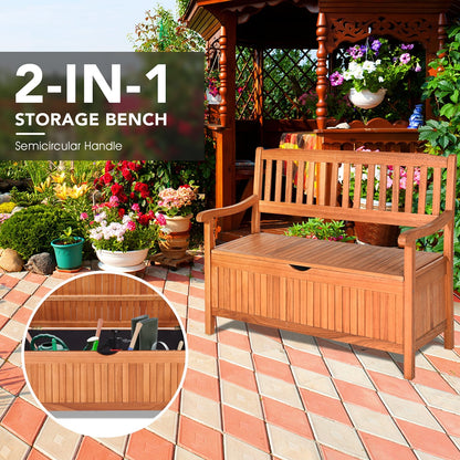 33 Gallon Wooden Storage Bench with Liner for Patio Garden Porch, Natural Ottomans   at Gallery Canada