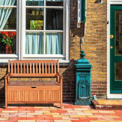 33 Gallon Wooden Storage Bench with Liner for Patio Garden Porch, Natural Ottomans   at Gallery Canada