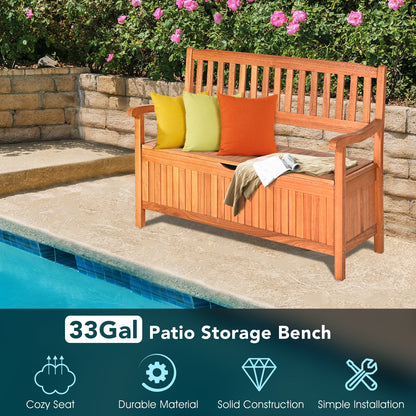 33 Gallon Wooden Storage Bench with Liner for Patio Garden Porch, Natural Ottomans   at Gallery Canada