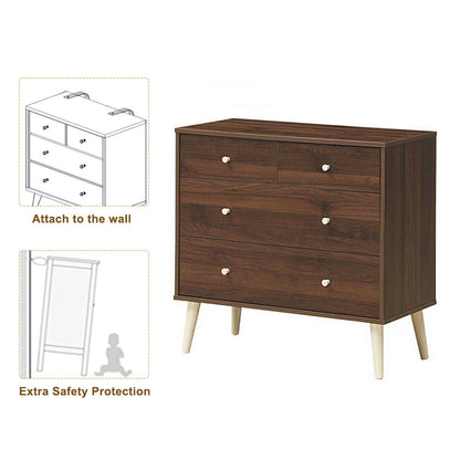 4-Drawer Dresser Cabinet Storage Organizer Rubber Leg with Rail, Brown Cabinets & Chests   at Gallery Canada